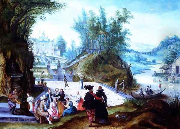 The months of May and June with a capriccio view of the Villa Borghese Oil Painting - Sebastien Vrancx