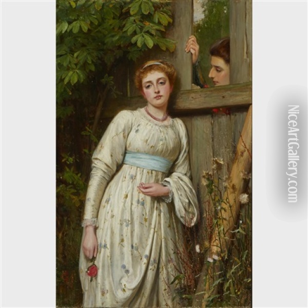 Lovers By A Fence Oil Painting - Charles Sillem Lidderdale