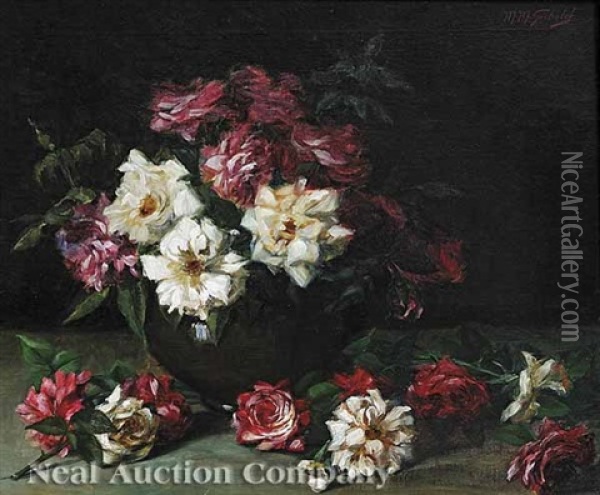 Still Life Of Roses Oil Painting - Marie Madeleine Seebold