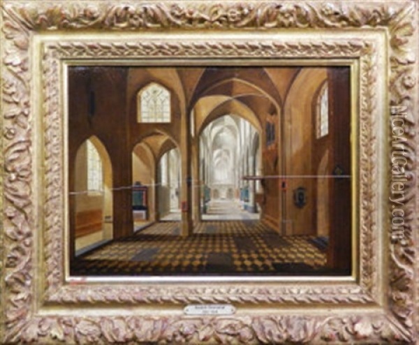 Gothic Church Interior Scene Oil Painting - Peeter Neeffs the Younger