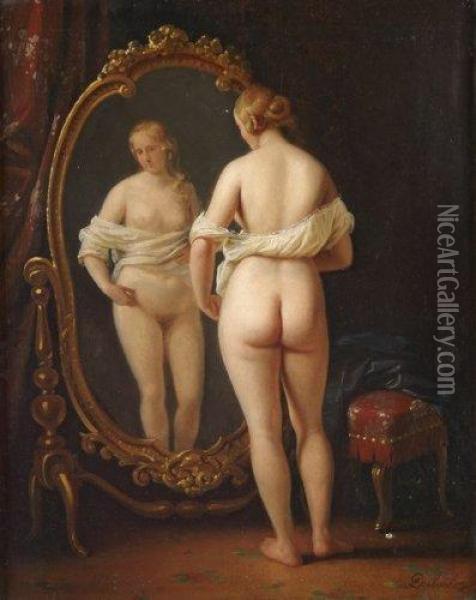 Femme Nue A Son Miroir Oil Painting - Jean Auguste Dubouloz