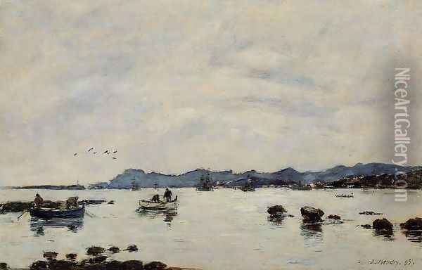Golfe-Juan, the Bay and the Mountains of Esterel Oil Painting - Eugene Boudin