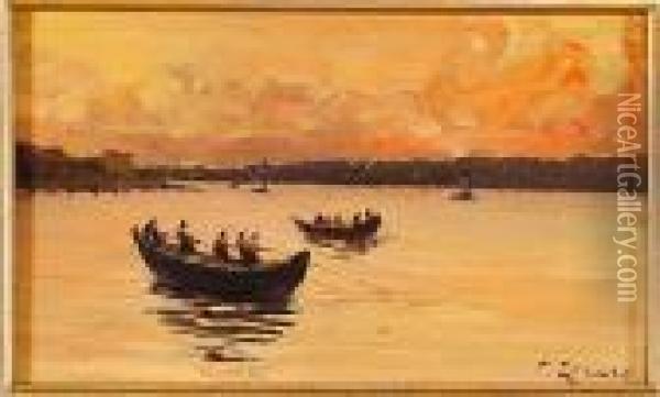 Barche A Costantinopoli Oil Painting - Fausto Zonaro