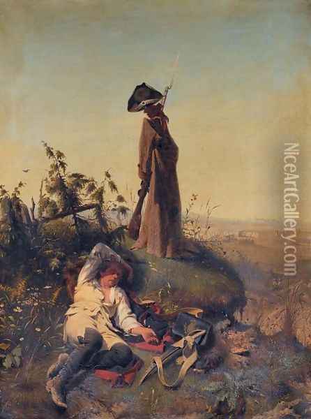 Resting Soldier (Schlafender Soldat) Oil Painting - Peter Baumgartner