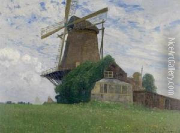 Landschaft Mit Windmuhle Oil Painting - Hans Wilt