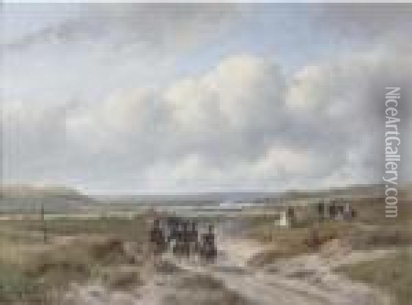 Cavalry On Its Way To The Ten-day Battle Near Hasselt Oil Painting - Andreas Schelfhout