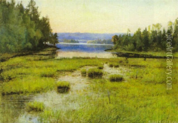 Insjolandskap Oil Painting - Otto Hesselbom