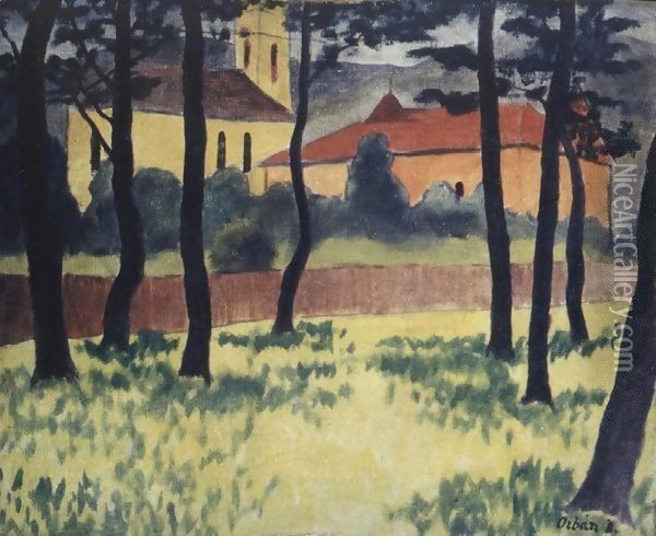 Garden of a Church 1908 Oil Painting - Miksa Roth