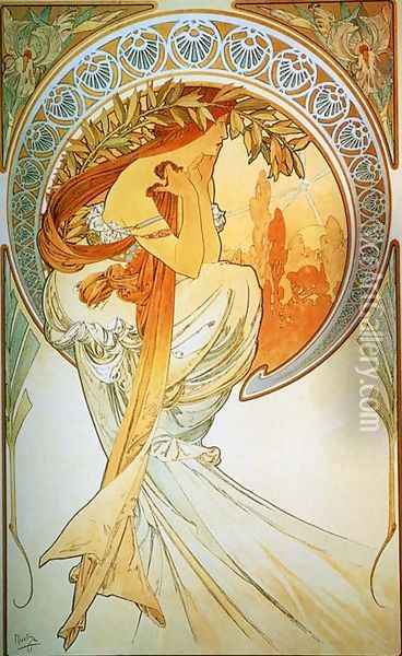 The Arts, Poetry Oil Painting - Alphonse Maria Mucha