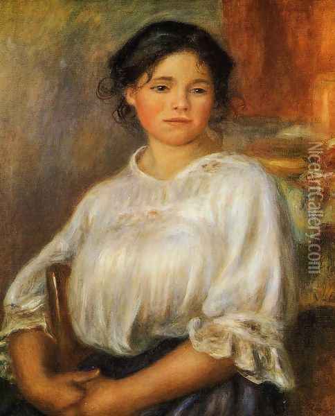 Young Woman Seated Oil Painting - Pierre Auguste Renoir