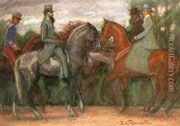 Riders In A Park Oil Painting - Hans Von Faber Du Faur