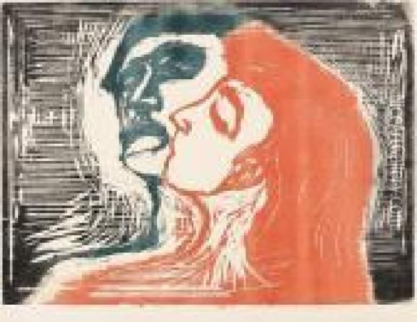 Head By Head Oil Painting - Edvard Munch