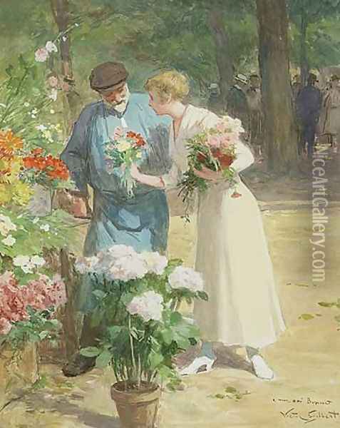 Marché aux Fleurs Oil Painting - Victor-Gabriel Gilbert