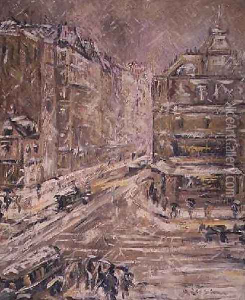 Rue de Clignancourt Under Snow 1924 Oil Painting - Gustave Loiseau
