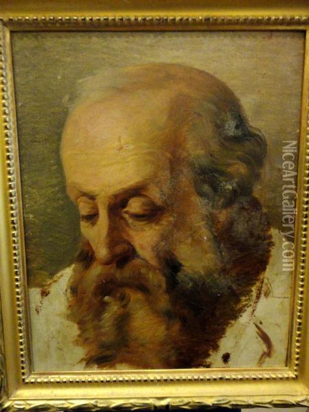 Testa Di Vecchio Oil Painting - Sante Bertelli