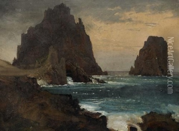 Felsen Bei Capri Oil Painting - August Wilhelm Ferdinand Schirmer