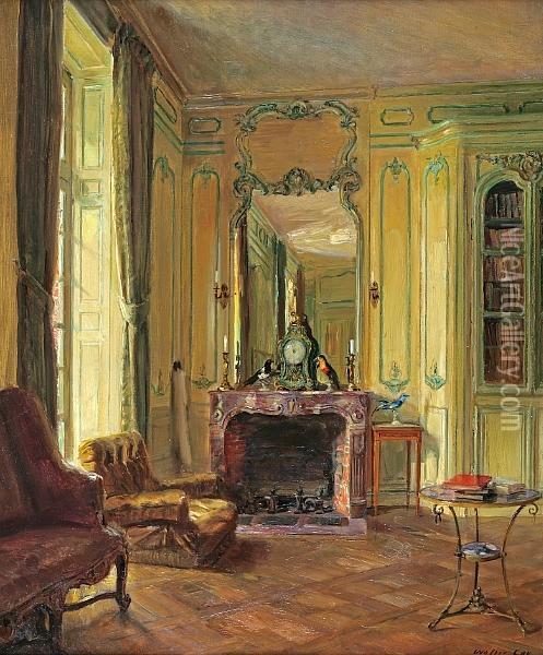Library At Breau Oil Painting - Walter Gay