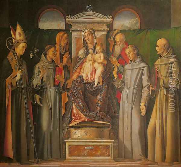 Holy Family (Sacra Conversazione) (2) 1480 Oil Painting - Alvise Vivarini