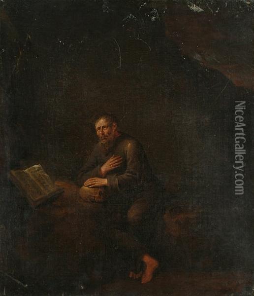 A Hermit In Contemplation Oil Painting - Egbert Ii Van Heemskerck