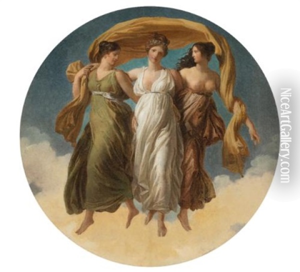 The Three Graces Oil Painting - Alexandre-Evariste Fragonard