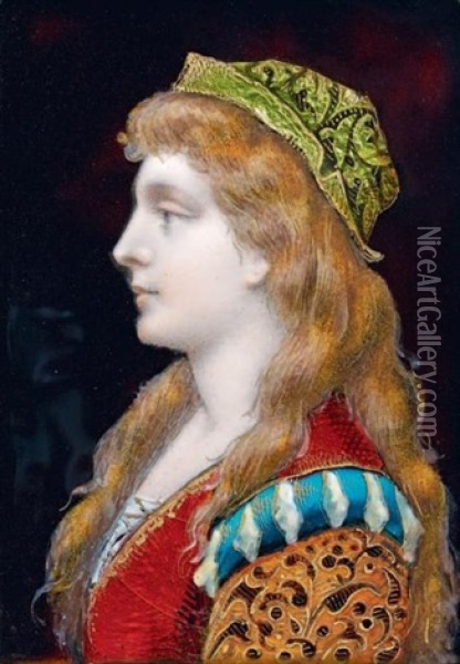 Profil De Femme De La Renaissance Oil Painting - Eugene Autran