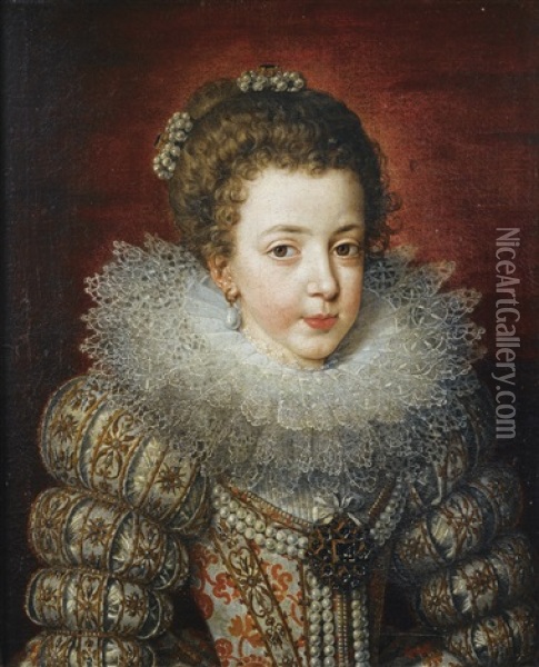 Portrait En Buste D'elisabeth De France Oil Painting - Frans Pourbus the younger