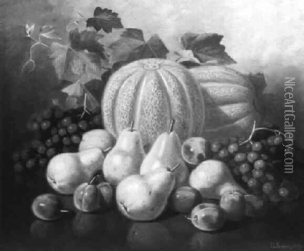 Still Life With Melons, Grapes, Plums And Pears Oil Painting - Irving Lewis Bacon