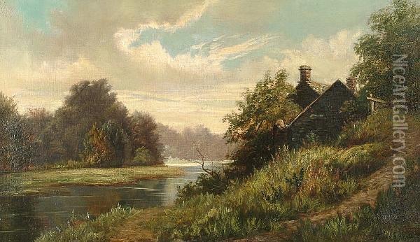 A River Landscape Oil Painting - Frank Gascoigne Heath