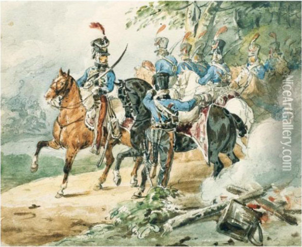 Grand Garde Du Premier De Hussards Oil Painting - Theodore Gericault