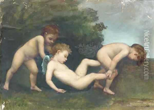 Cupid with two cherubs Oil Painting - Dorothy Tennant