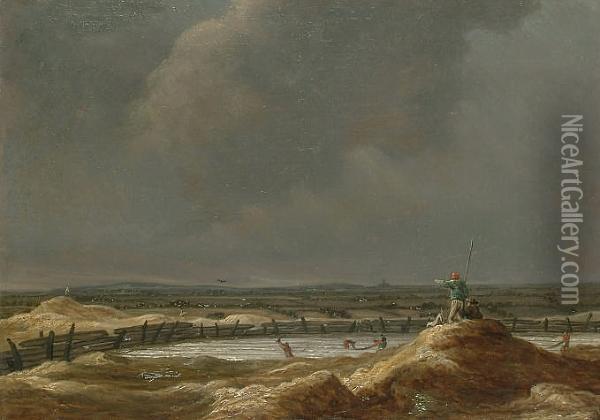 Bleaching Fields With A View Off Haarlem Oil Painting - Jan van Goyen