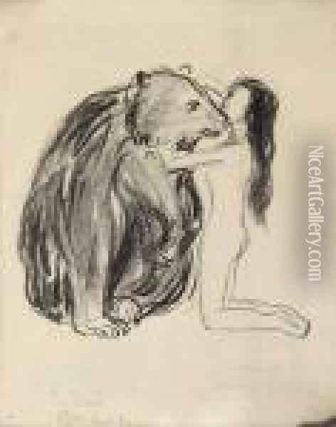 Kvinnen Og Bjornen Oil Painting - Edvard Munch