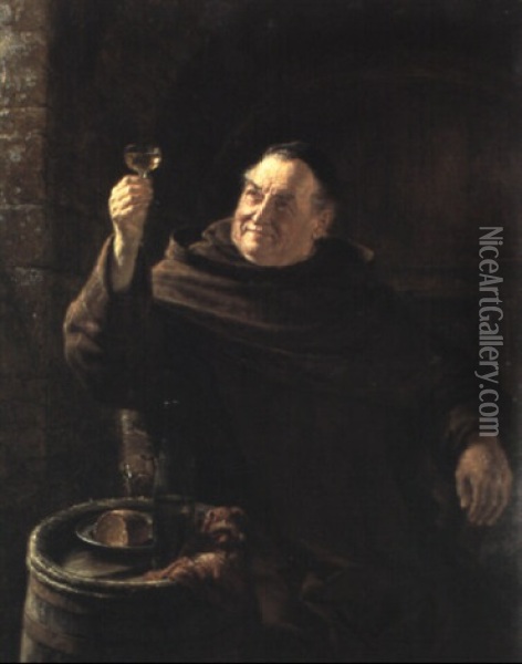 Monch In Einem Weinkeller Oil Painting - Eduard von Gruetzner