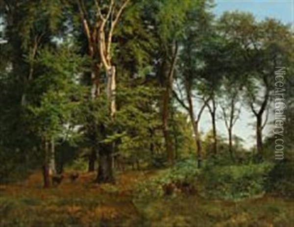 A Danish Forest At Spring Oil Painting - Gotfred Christian Rump