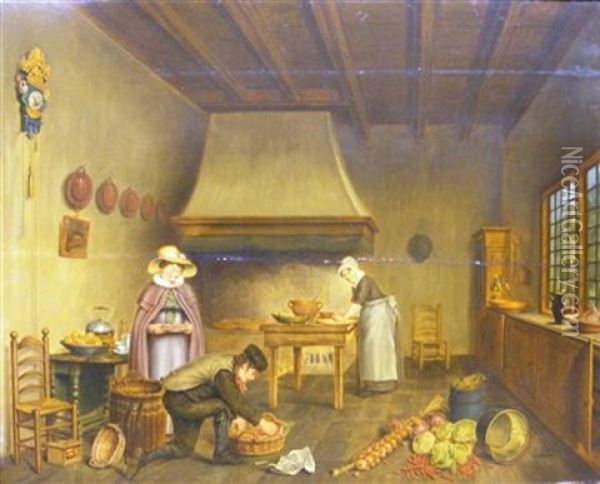Preparing Luncheon Oil Painting - Johannes Jacobus Berkman