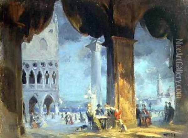 In the Piazzetta Venice 1908 Oil Painting - Charles Hodge Mackie