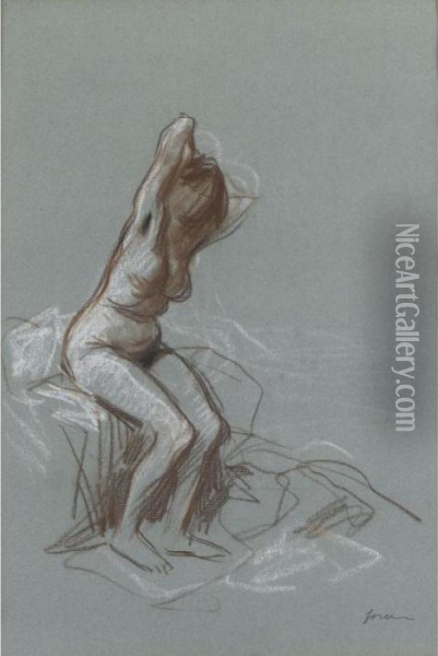 Femme Nu (apres Le Bain) Oil Painting - Jean-Louis Forain