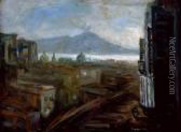 Naples, Le Vesuve Oil Painting - Pierre Laprade