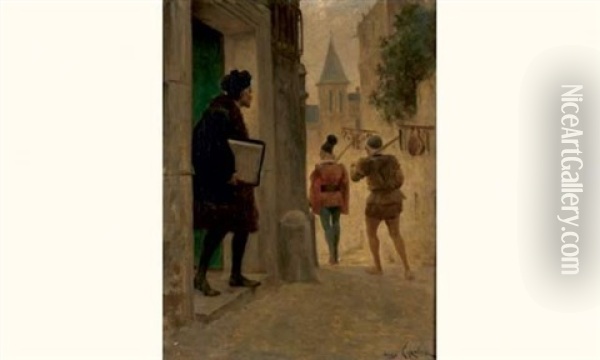 Scene Troubadour Oil Painting - Jules Arsene Garnier