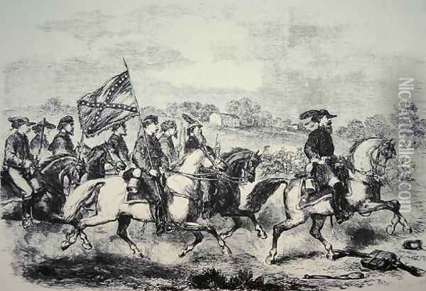J.E.B. Stuart leading his men on the famous four day ride through enemy territory in June 1862 Oil Painting - Frank Vizetelly
