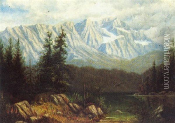 Berglandschaft Beim Eibsee Mit Zugspitze Oil Painting - Jean Philippe George-Julliard