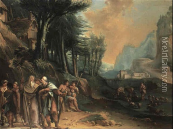 Aaron Taking Leave Of Moses Oil Painting - Carlo Lodi