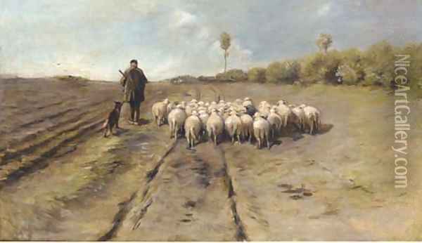 Leading home the flock Oil Painting - Anton Mauve
