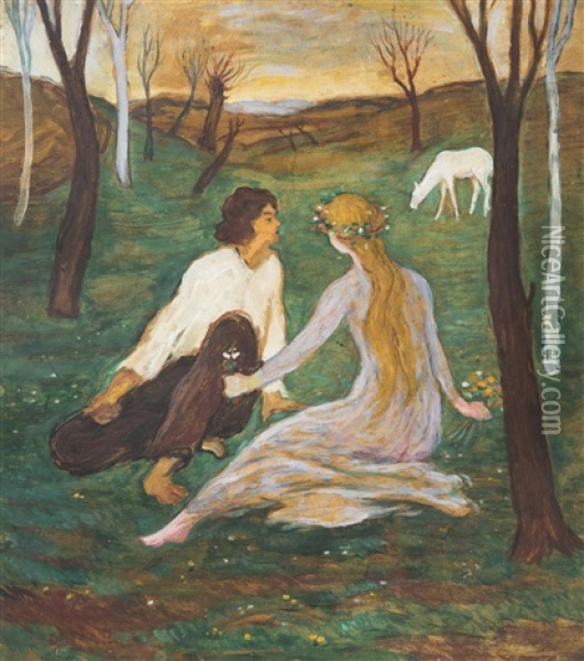 Spring Mood Oil Painting - Eduard Meier