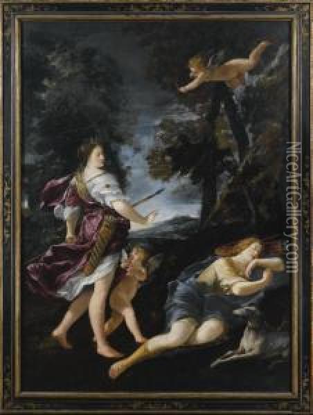Diana E Endimione Oil Painting - Giovanni Andrea Sirani
