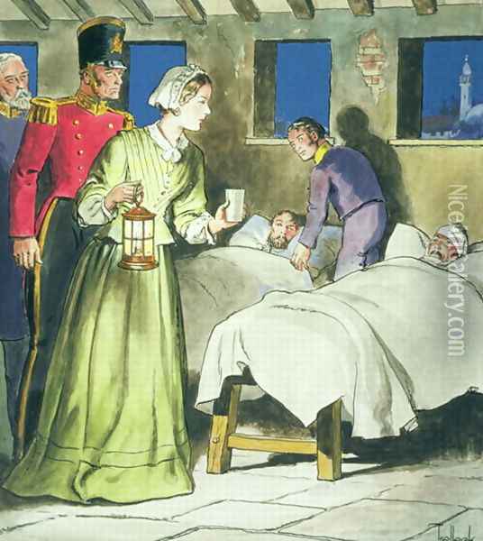Florence Nightingale 1820-1910 from Peeps into the Past, published c.1900 Oil Painting - Trelleek