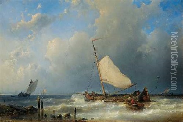 Segelboote Auf Rauher See Oil Painting - Abraham Hulk the Elder