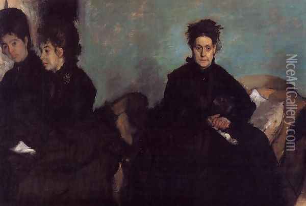 The Duchess de Montejasi and her daughters Elena and Camilla, 1876 Oil Painting - Edgar Degas