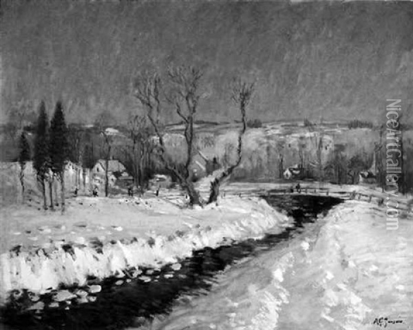 Winter Landscape, Berkshires Oil Painting - Arthur Clifton Goodwin