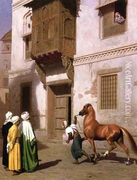 Horse Merchant in Cairo Oil Painting - Jean-Leon Gerome